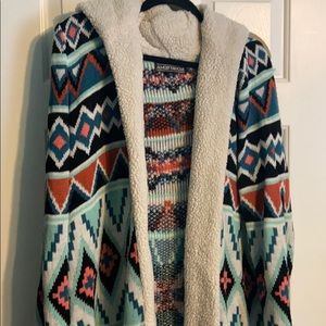 Almost Famous Multicolored Print Hooded Sweater
